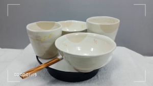 [ Woosilver ]  Bộ 2 Cặp Chén & Cốc Gốm Sứ Secondhand - BGS64