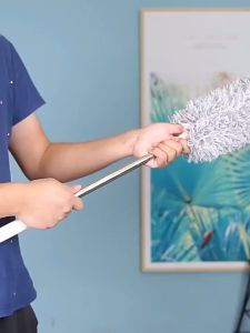 TLE 280cm Duster Cleaner Portable Handhold Microfiber Duster with Bendable Head Replaceable Adjustable Telescopic Bending Home Cleaning Tool Dust Cleaner Fan Cleaning Duster