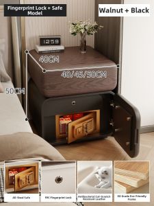 ZHUSHANXIA | Lockable Nightstand With Safe Integrated Small Nightstand