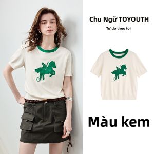 Toyouth | Áo Thun Ôm Body In Hình Ngựa Cổ Tròn Mùa Hè
