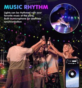 บรรยากาศแสงคริสต์มาสหลากสี สร้อยแสงควบคุมเสียงอัจฉริยะควบคุมจุด