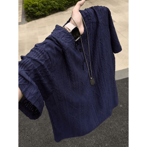LIUBU | Henry Neck Texture Breathable Polo-Shirt Short Sleeve
