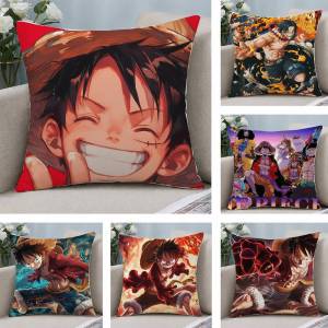Bandai | One Piece Whitebeard Pirates Anime Plush Pillow Cover Soft Short Plush Cushion Cover For Sofa Bedroom Home Decor Gift Decoration