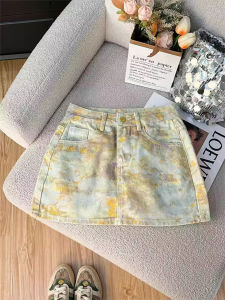 Váy Ngắn Denim Chữ a in Họa Tiết Phong Cách Hàn Quốc Cho Nữ Mùa Hè Mới Thiết Kế Cảm Giác Nhỏ Nửa Thân Trên Váy Thời Trang