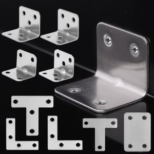 10Pcs Metal Corner Braces Square L Brackets for Wood 90 Degree Heavy Duty Wide Corner Support Silver Metal Corner Bracket for Wood Furniture Bed Frame Chair