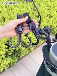 AOMOTOX 1Pcs Velcro Motorcycle Hooks Electric bicycle Bike Handle Hook Multifunctional Punch Free Universal Adjustable Double Hook For Motorcyle Cabinet & Bicycle