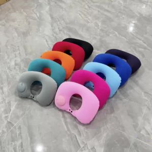 1pc Inflatable Portable U-Shaped Pillow Can Be Stored And Self Filled Adjustable Neck Pillow For Travel Business Trips Camping