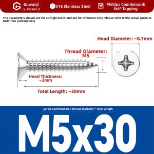 GUWANJI | 316 Stainless Steel Flat Head Wood Screw