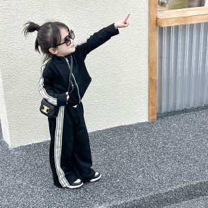 Autumn Children Suits Gilrs Sports Sets Baby Striped Top Trousers 2Pcs Kids Casual Loose Outfits New Fashion Clothes 2-8 Years