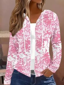 Printed Design Spring and Autumn styles Pink White Abstract Dots Pattern casual style ladies casual jacket