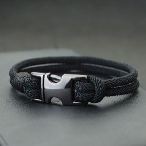 Fashion Mens Bracelet Double Layer Spring Buckle 4mm Nylon Rope Braclet Homme Leisure Accessories Hiphop Braslet Gift For Him