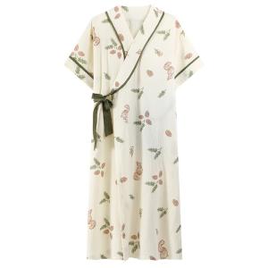 Kimono nữ MiiOW vải cotton dáng dài mỏng có đệm ngực rộng rãi thoải mái - mùa hè