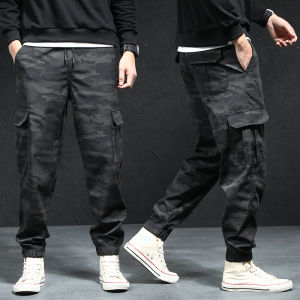 Summer Camouflage Loose Fit Ice Silk Thin Work Trousers Mens Outdoor Casual Pants with Multiple Pockets Long Trendy Trousers