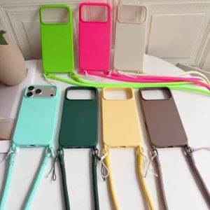 Lanyard Candy Case For iPhone 18 Pro Max 14 12 11 13 15 16 Plus 17 Air Business Shockproof Crossbody Neck Cord Strap Soft Cover