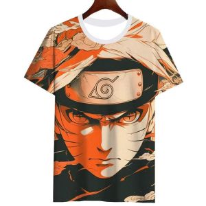 Bandai | Naruto Uzumaki Printed Round-neck Short-sleeved Summer New Style Youth-Friendly Loose-Weave Breathable Casual Shirt