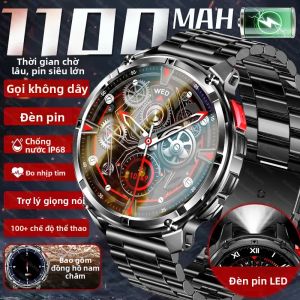 Đồng Hồ Thông Minh Siêu Bền Với Pin 1100mAh Tích Hợp La Bàn Đèn Pin Gọi Điện Không Dây Chống Nước IP68 Hơn 100 Chế Độ Thể Thao Thiết Bị Theo Dõi Sức Khỏe Dành Cho Nam Giới