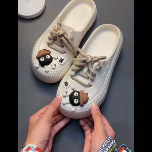 FGMM Sandal Wanita Kekinian Tinggi Empuk Sandal Korea Sandal Jelly Wanita Lace-up Fuji Wanita Wedges