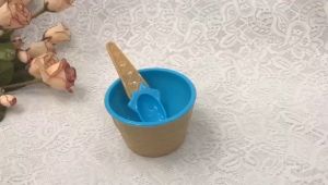 Gratis Ongkir - Set Mangkok Sendok Ice Cream / Mangkuk Masker Es Krim Lucu Warna-Warni