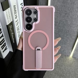 เคส ZQL Luxury Matte Magnetic Fold Stand Bracket สำหรับ Samsung S25 Ultra S24ULTRA S24 Plus รองรับการชาร์จไร้สาย Magsafe