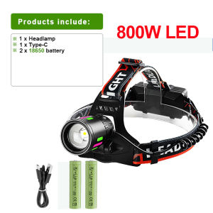 890000000LM Strong Light LED Headlight 18650 Powerful Headlamp Rechargeable Fluorescent Headlight Long Shot Fishing Head Lantern