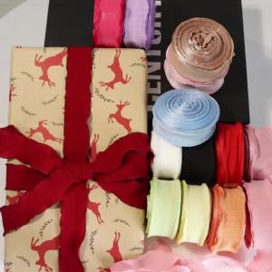 10 Thước/Cuộn 2.5CM Nhăn Viền Ren Polyester Lụa Ruy Băng Hoa Đóng Gói DIY Nơ Phụ Kiện Tóc Handmade Trang Trí Vải