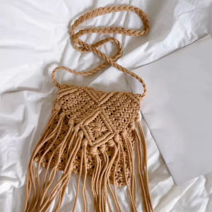 New Casual Handmade Crochet Braid Fringed Bag Women Tassel Knitted Handbag Female Beach Bohemian Shoulder Messenger Bag