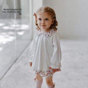 OAK FAMILY | Solid Color Ruffled Sleeve Peter Pan Collar Girls T-shirt