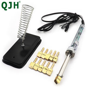 Solid Brass Solder Iron Tip Leather Electric Hot Burn Edge Decorate Tool 200-450℃ Professional Heating Creasing Edging Creaser