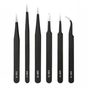 TE-042 TE-043 Precision Tweezers Set ESD Anti-Static Stainless Steel Tweezers Pry Bars for Electronics Repair Soldering Tools