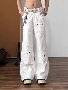 กางเกงยีนส์ทรงหลวมขากว้างสีขาวสำหรับผู้ชาย กางเกงขายาวทรงหลวมสบาย ๆ สำหรับใส่ไปทำงานในฤดูใบไม้ผลิและฤดูใบไม้ร่วง