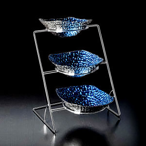 European Style Glass Food Display Stand Self-Service Breakfast Fruit Tray Cold Dish Rack Salad Display Plate for Hotel Banquet