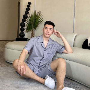 Pure Cotton Sleepwear Khaki Mens Long Sleeve Long Pants Home Clothes Gift Box Set Autumn Spring Seasonal Comfortable Pajamas