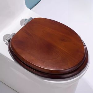 Thickened Solid Wood Toilet Seat Cover Dampening Double Soft Close Waterproof Old Style Bathroom Board OVU Universal Model