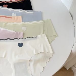 Set 5 Quần Lót Nữ Đúc Su Tim Thun Lạnh viền sóng 405 đính trái tim nhỏ