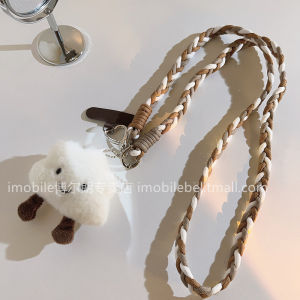 Sweet Girl Ins Cartoon Stuffed White Cloud Pendant Phone Case Hanging Ornaments Cartoon Crossbody Rope Long Phone Case Neutral Shell Halterneck Shoulder Hanging Side Strap for Going out Mobile Phone Strap 17