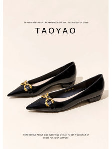Black Pointed Toe Flat Bottom Single Shoes Womens 2025 Style Leather Version Comfortable Work Shoes Fashionable Korean Style
