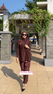 Laras Oneset Jersi oneset Pashmina Cutbray Wanita Setelan Wanita  Set celana cutbray wanita