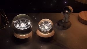 FR Crystal Ball Light 3D Solar System Crystal Ball Night Light Wooden Base USB Bedside Decoration Night Lamp Kids Baby Bedroom Home Decor Birthday Gift