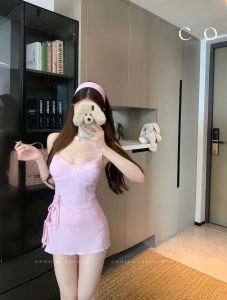 Bộ Đồ Bơi Một Mảnh Dopaamine Retro Pink Grid Pure Desire Dành Cho Nữ Bộ Đồ Bơi Cạp Cao Tập Trung Ngực Nhỏ Cho Công Viên Nước Mùa Hè