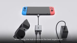Xreal Hub อแดปเตอร์สําหรับแว่น Xreal เล่นและชาร์จไปพร้อมกัน รองรับ ROG Ally Nintendo Switch Steam Deck iPhone 15 Samsung S 120Hz PD Fast Charge