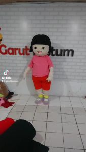 Kostum Maskot Badut Dora Setelan Pink Dewasa Lucu Costume Fashion