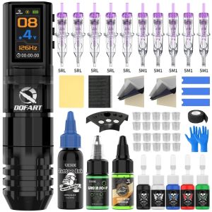 DQFART Tattoo Kit Wireless Tattoo Pen 1600mAh Tattoo Machine Tattoo Needle Tattoo Ink For Tattoo Artists Beginne Tattoo Supplies