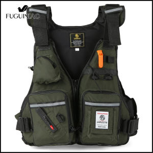 เสื้อกั๊กตกปลาพกพาของผู้ชาย เสื้อชูชีพเสื้อกั๊กลอยน้ำ กระเป๋ากันน้ำมีหลายตัว ราคาเสื่อมสภาพ