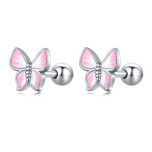 BAMOER 925 Sterling Silver Simple Butterfly Ear Buckles for Women Cute Fashion Tiny Earrings Fine Jewelry Party Gift SCE1495