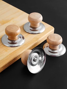 2pcs Durable Wood Pot Cover Handle High Temperature Anti Scalding Refill Pot Solid Cover Handle Kitchen Gadgets