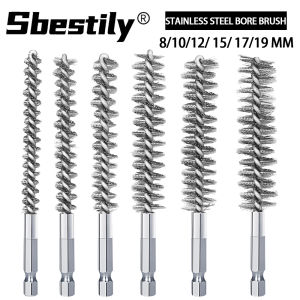 1pc 8-19mm Stainless Steel Bore Brush Cleaning Twisted Drill Wire Bore Brush With 1/4" Hex Shank For Rust and Tube Cleaning Tool