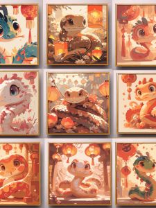 Snake Year Big Lucky Number Painting DIY Happy New Year Coloring Children Handmade Filling Acrylic Decorative Painting