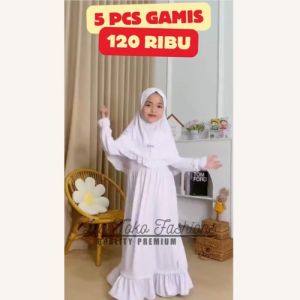 EXTRA HEMAT - 120 RIBU 5 PCS GAMIS ANAK SET DENGAN HIJAB SYARI - GAMIS ANAK SET HIJAB