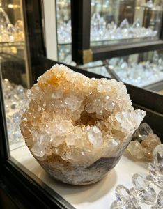 Geode Crystal Cluster Display Bowl with Natural Crystals and Base
