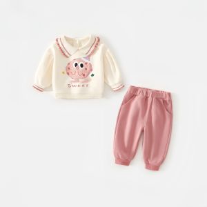 Berydia Girls Cartoon Sweatshirt Set Spring New Style Baby 2 Pieces Cotton Polyester Children Clothes Cute Style Kids Outfits
